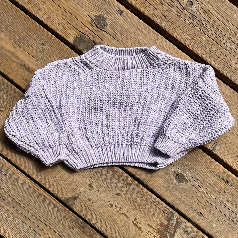 SUMMER & STORM 0-6M Baby Lilac Purple Cotton Cable Knit Sweater for Infants